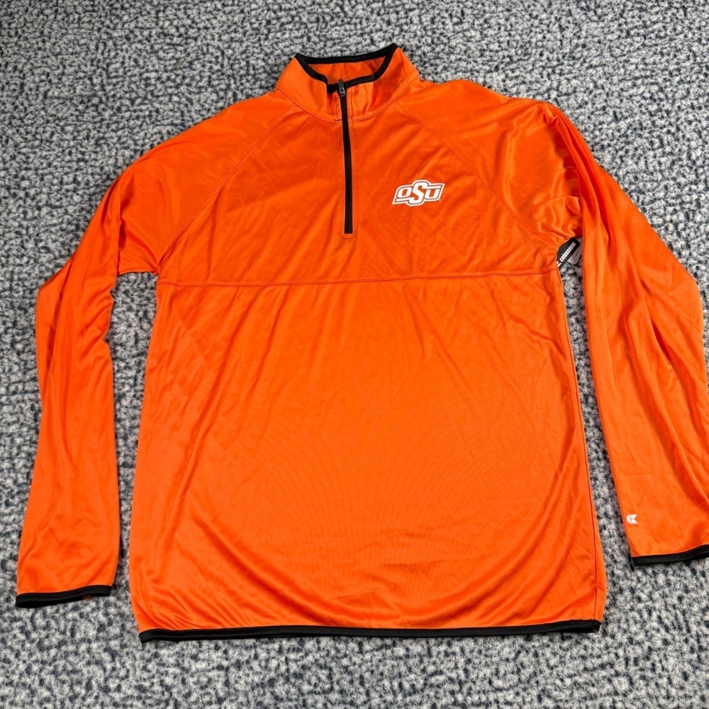 OSU‎ Oklahoma State Cowboys Orange Quarter Zip Pullover Lightweight Mens M NWT